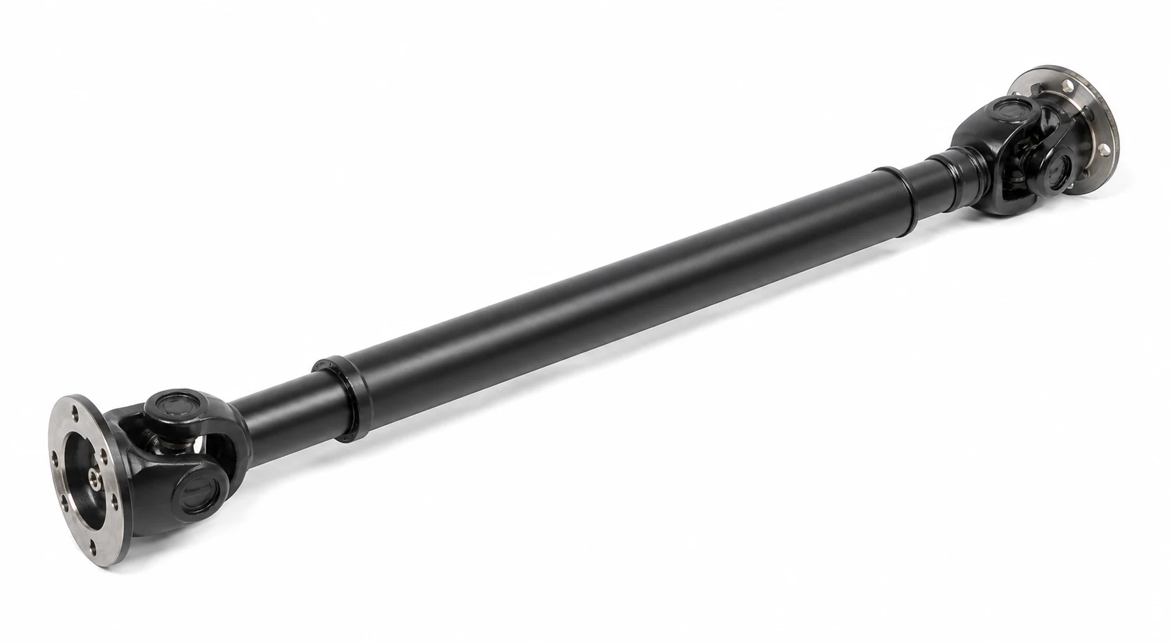 Unbranded automotive propeller shaft on a white background