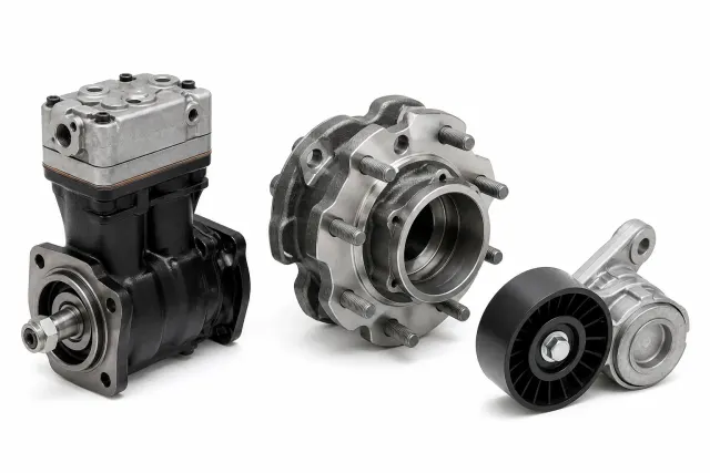 Unbranded heavy-duty replacement parts on a white background