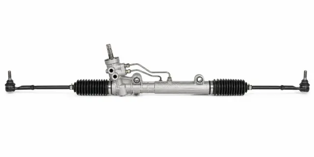 Unbranded rack-and-pinion steering assembly on a white background